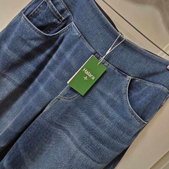 Halara Flex High Waisted Multiple Pockets Wide Leg Stretchy Jeans - L Royal Blue - Picture 5 of 8